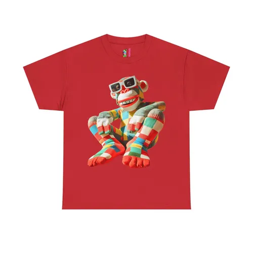 Striped Plush Monkey T-Shirt | Colorful Retro Toy Graphic Tee